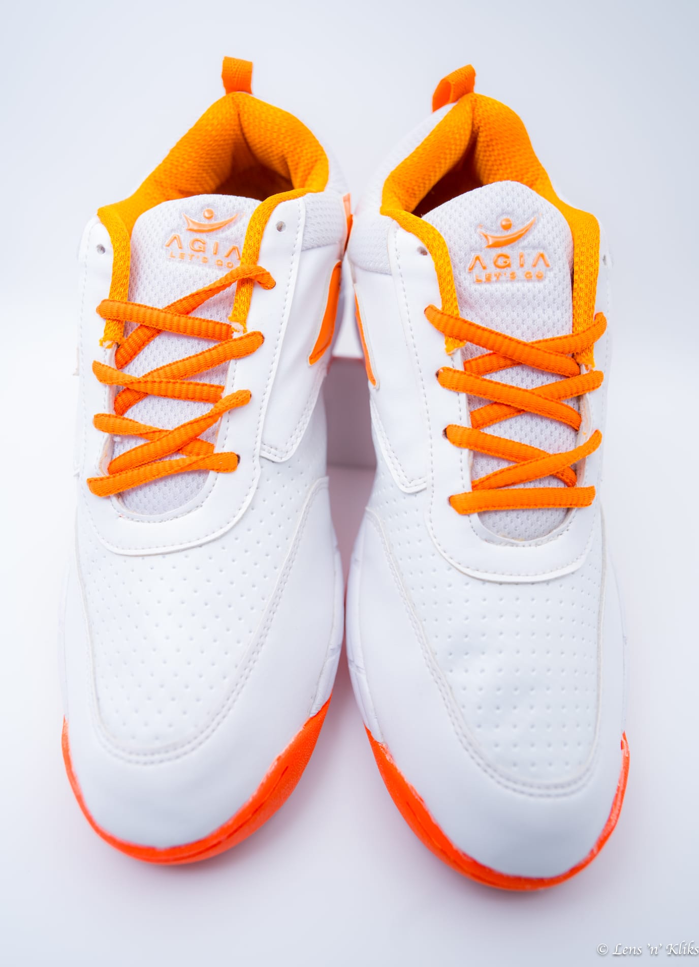 AGIA TurboThrust - Cricket Shoes for Kids / Youth / Men - White & Orange