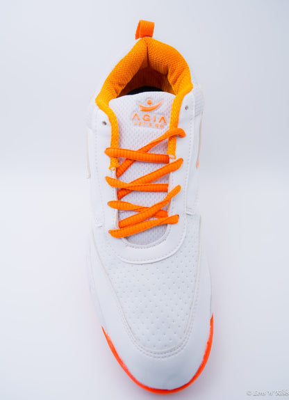 AGIA TurboThrust - Cricket Shoes for Kids / Youth / Men - White & Orange