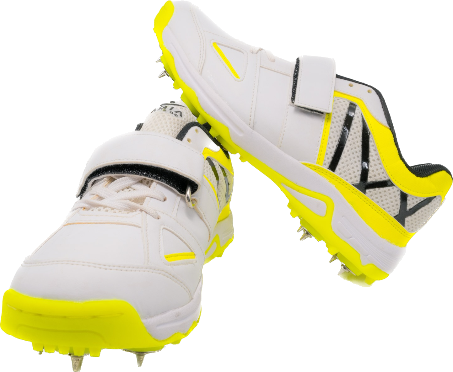 AGIA Hattrick - SwiftStrike Cricket Spike Shoes for Kids / Youth / Men - White and Yellow