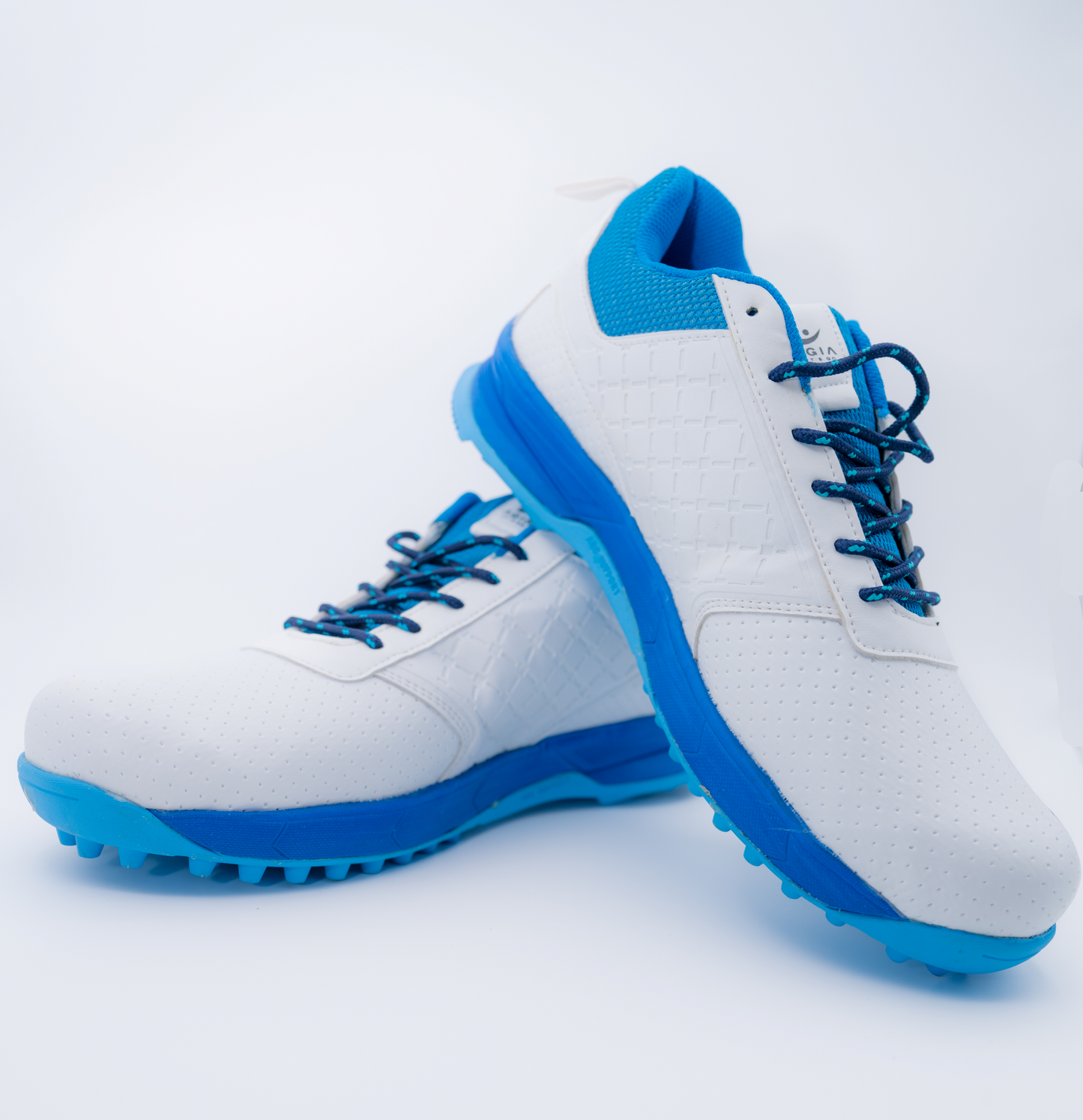 AGIA Beamer Shoes - Cricket Shoes for Kids / Youth / Men - Fluro Blue - White