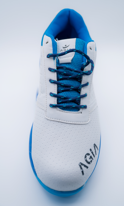 AGIA Beamer Shoes - Cricket Shoes for Kids / Youth / Men - Fluro Blue - White