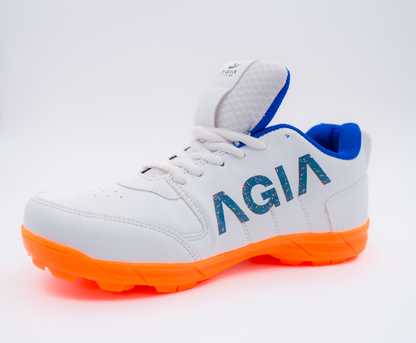 AGIA Beamer Shoes - Cricket Shoes for Kids / Youth / Men - Fluro Orange - White