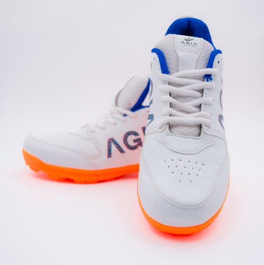 AGIA Beamer Shoes - Cricket Shoes for Kids / Youth / Men - Fluro Orange - White